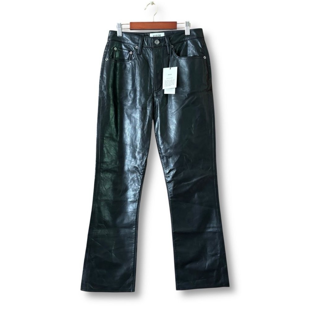 AGOLDE Recycled Leather Mid Rise Relaxed Boot Pants Detox NWT Size 26 FLAWED